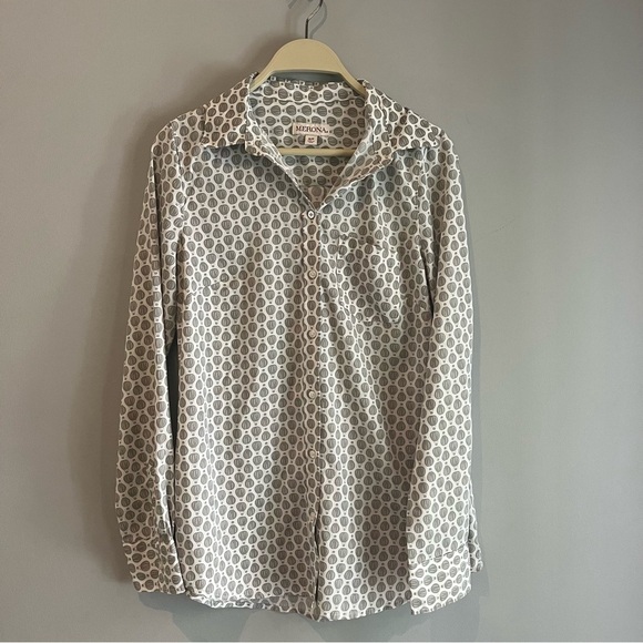 Women’s size Small grey long sleeve air balloon button up shirt blouse Merona - Picture 1 of 7